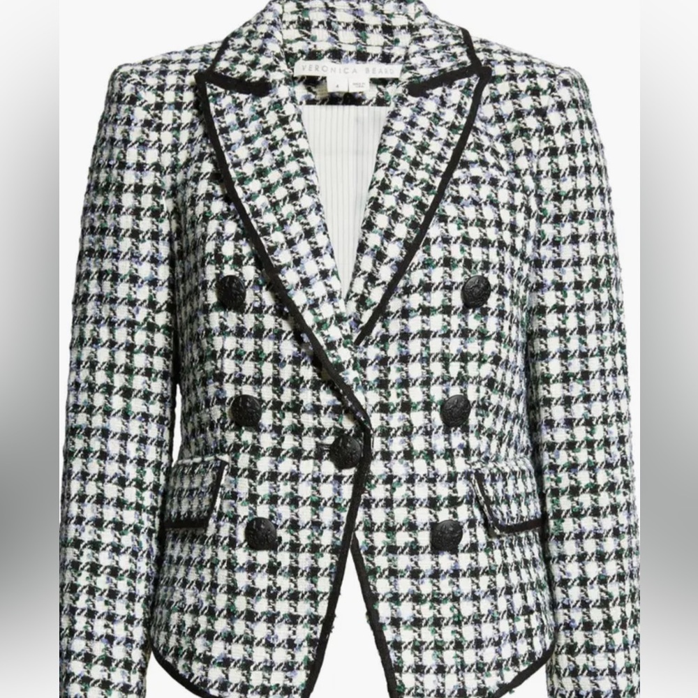 Veronica beard Diego check cotton blend dicky jacket